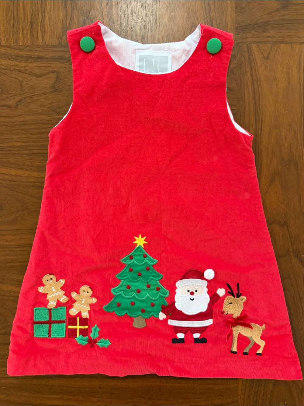 Lil Cactus Size 18-24m Red Kids Holiday Jumper Dress with Christmas Appliqués